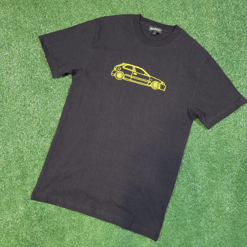 MA®KET Honda Civic Hatchback T-Shirt Black‎ Yellow Graphic Size Small